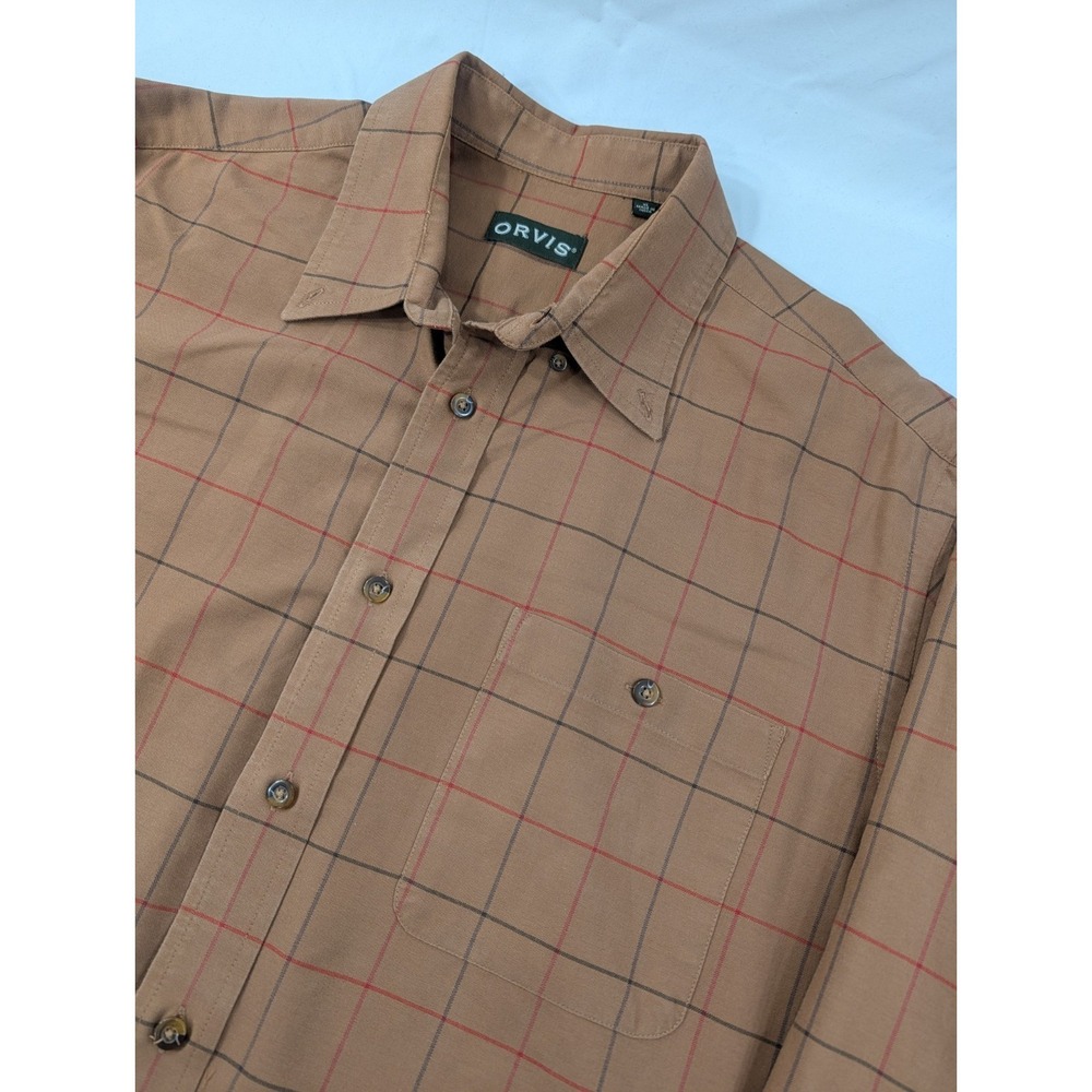 Orvis Heavy Cotton Plaid Check Plaid Button Up Shirt Men's Xlarge Outdoor Casual